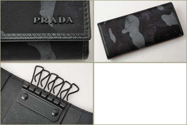 p 16 250 4 Prada Camouflage Tessuto Key Case Black Blue