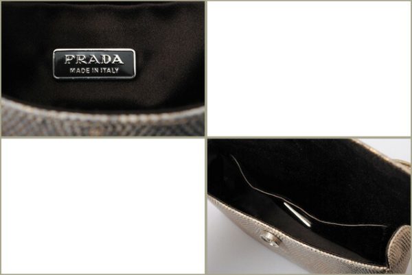 p 17 002 6 Prada Party Bag Smartphone Pouch Lucertola Oro Hand Mirror Oro