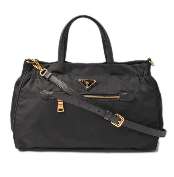 p 17 007 1 Prada 2Way Nylon Saffiano Handbag Nero