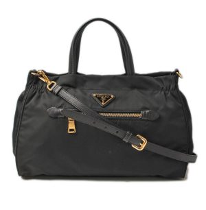 p 17 007 1 Prada Esplanade Leather Black 2way Handbag Shoulder Bag