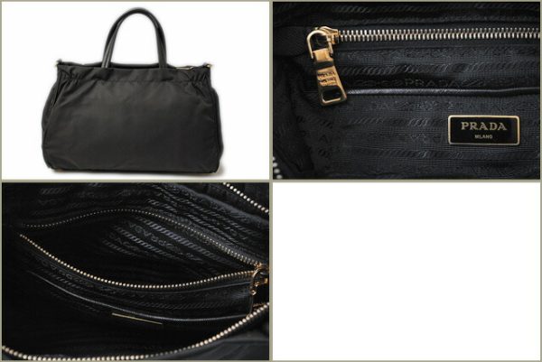 p 17 007 6 Prada 2Way Nylon Saffiano Handbag Nero