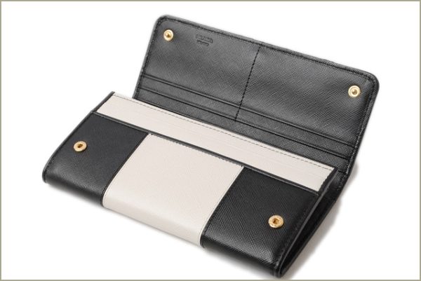 p 17 009 3 Prada Saffiano Long Wallet Talco Nero