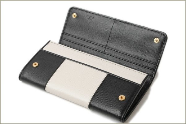 p 17 009 3 Prada Long Wallet Saffiano White Black