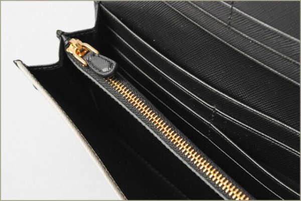 p 17 009 4 Prada Saffiano Long Wallet Talco Nero