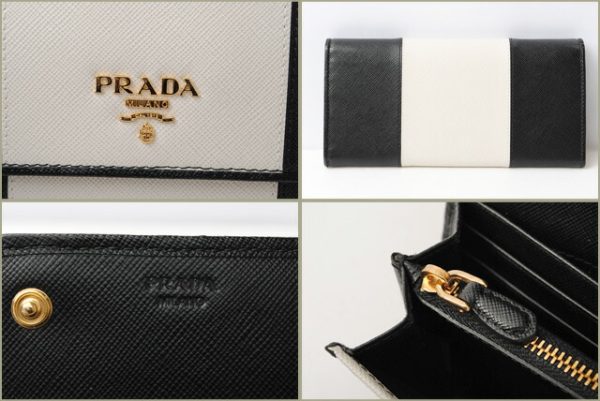 p 17 009 5 Prada Saffiano Long Wallet Talco Nero