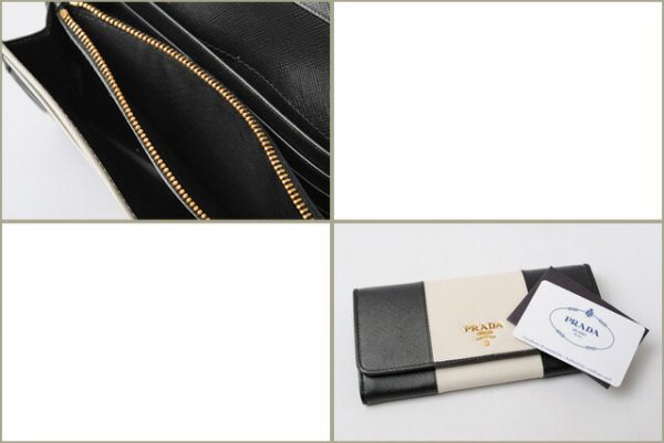 p 17 009 6 Prada Saffiano Long Wallet Talco Nero