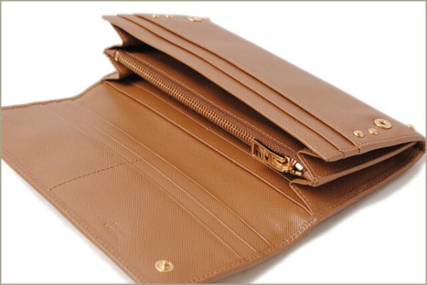 p 17 014 3 Prada Borchi Saffiano Long Wallet Caramel