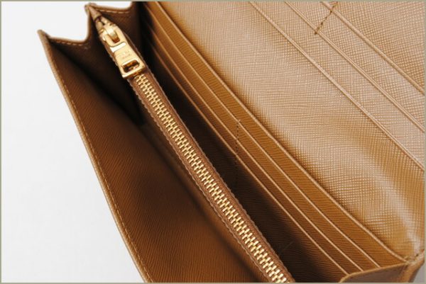 p 17 014 4 Prada Borchi Saffiano Long Wallet Caramel