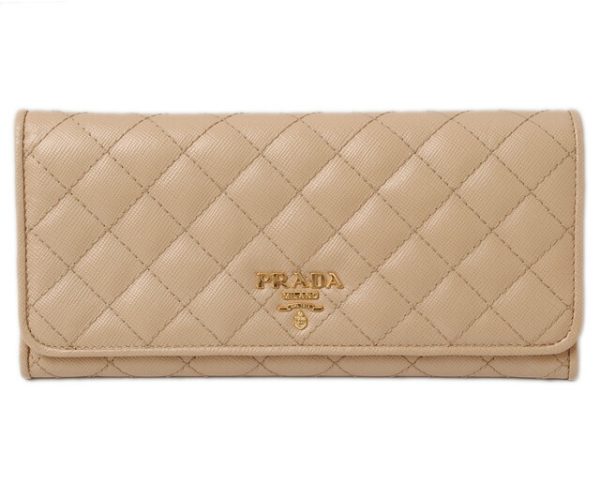 p 17 015 1 Prada Quilt Saffiano Long Wallet Sabbia