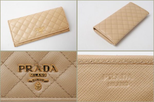 p 17 015 4 Prada Quilt Saffiano Long Wallet Sabbia