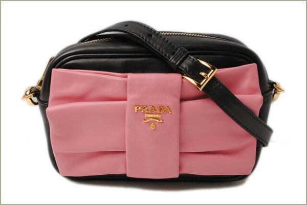 p 17 016 3 Prada Ribbon Nappa Shoulder Bag Nero Geranio