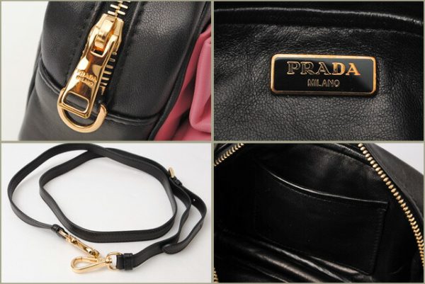 p 17 016 6 Prada Ribbon Nappa Shoulder Bag Nero Geranio