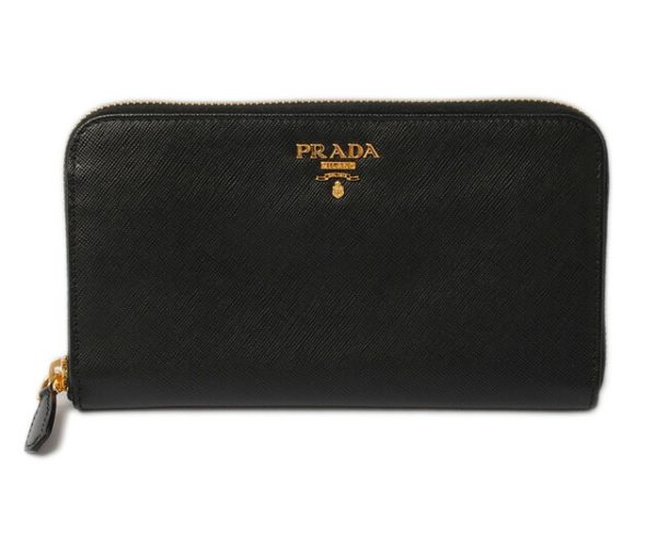 p 17 017 1 Prada Metal Saffiano Long Wallet Nero