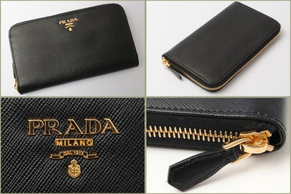 p 17 017 4 Prada Metal Saffiano Long Wallet Nero