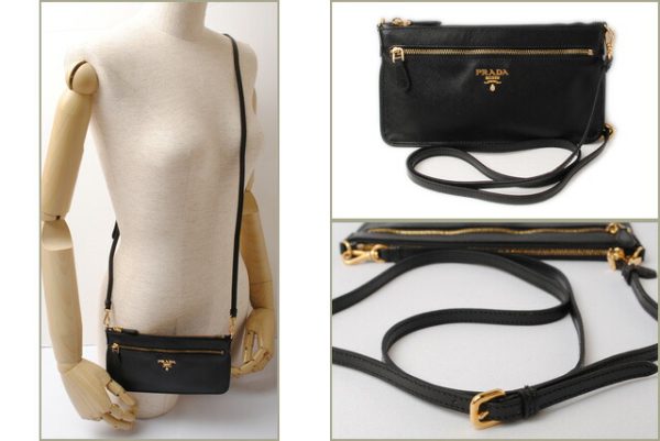 p 17 018 2 Prada 2Way Saffiano Clutch Bag Nero