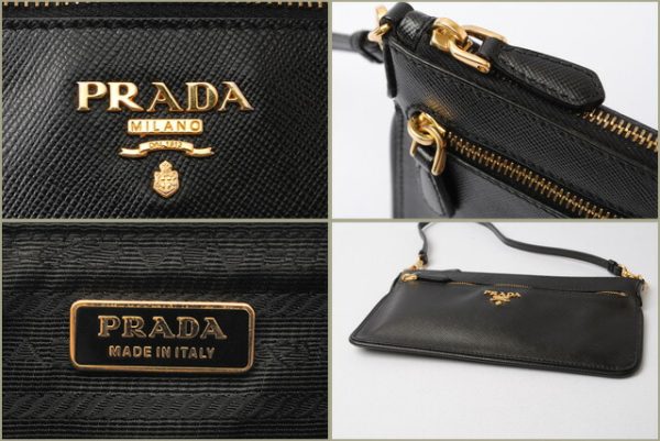 p 17 018 4 Prada 2Way Saffiano Clutch Bag Nero