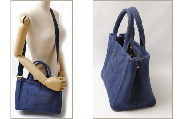 p 17 021 3 Prada 2Way Canapa Handbag Bluette