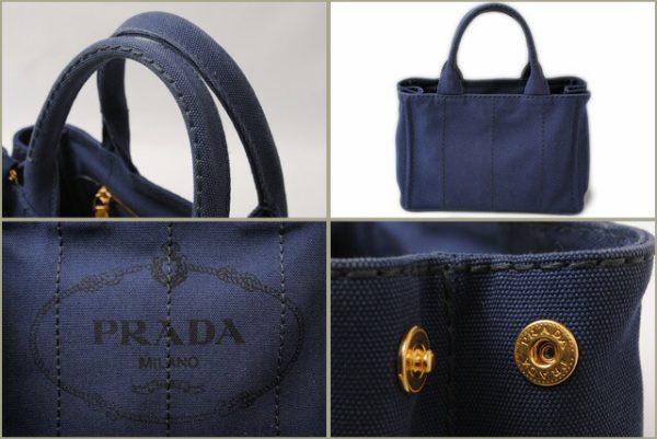 p 17 021 4 Prada 2Way Canapa Handbag Bluette