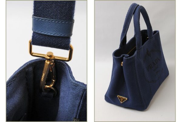 p 17 021 8 Prada 2Way Canapa Handbag Bluette