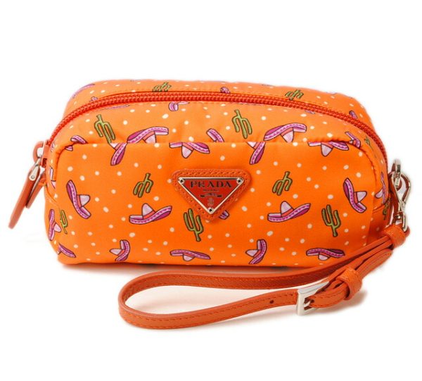 p 17 024 1 Prada Hand Strap Tessuto Pouch Arancio