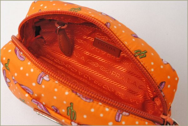 p 17 024 2 Prada Hand Strap Tessuto Pouch Arancio