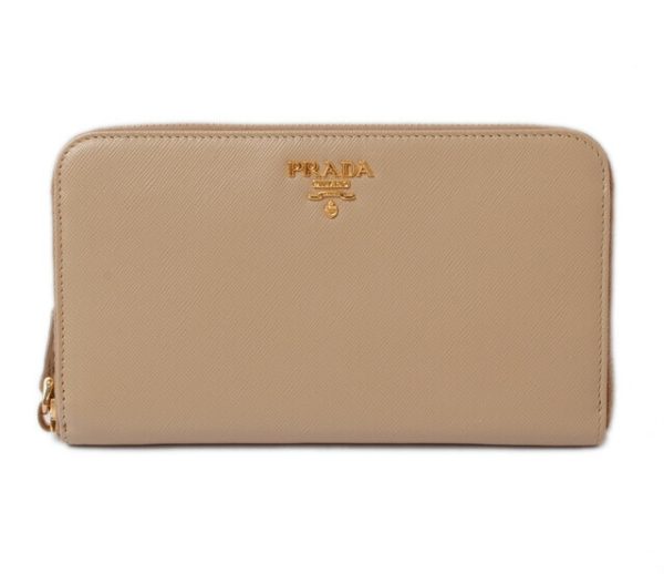 p 17 030 1 Prada Metal Saffiano Long Wallet Sabbia