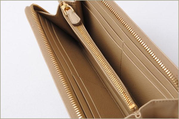 p 17 030 2 Prada Metal Saffiano Long Wallet Sabbia