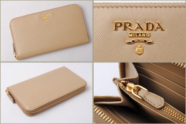 p 17 030 3 Prada Metal Saffiano Long Wallet Sabbia