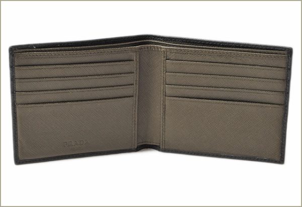 p 17 031 2 Prada BillfSaffiano Folding Wallet Black Khaki