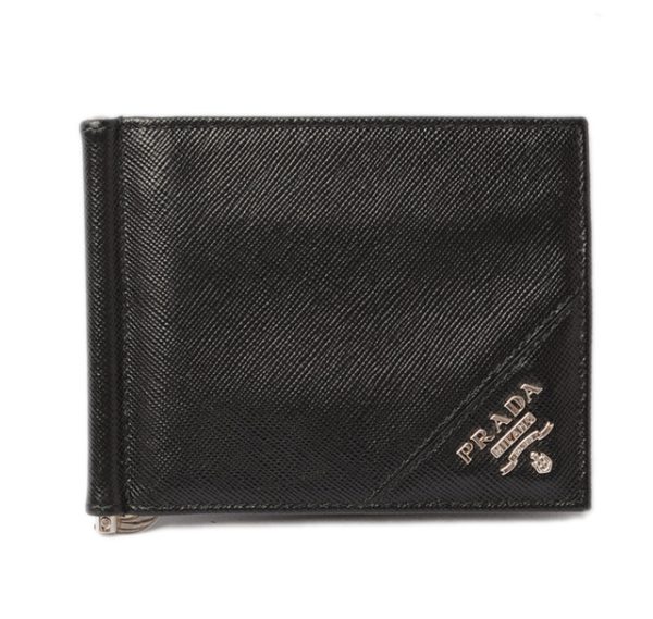 p 17 032 1 Prada Metal Saffiano Money Clip Wallet Nero