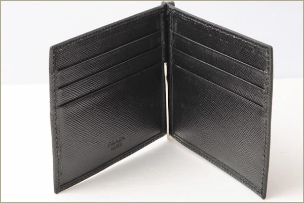 p 17 032 2 Prada Metal Saffiano Money Clip Wallet Nero