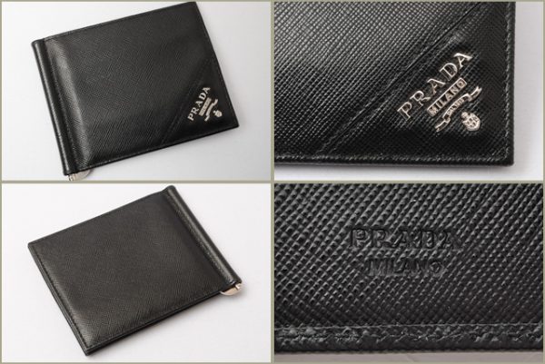 p 17 032 3 Prada Metal Saffiano Money Clip Wallet Nero