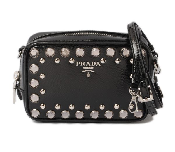 p 17 072 1 Prada Mini Pouch Saffiano Studs Black