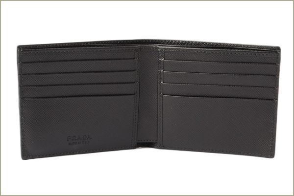 p 17 090 2 Prada Folding Wallet Bill Saffiano Black White