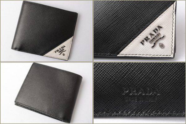 p 17 090 4 Prada Folding Wallet Bill Saffiano Black White