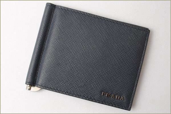 p 17 097 2 Prada Money Clip Folding Wallet Saffiano Baltico Mercuri