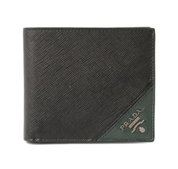 p 17 107 1 Prada Folding Wallet BillfSaffiano Black Green