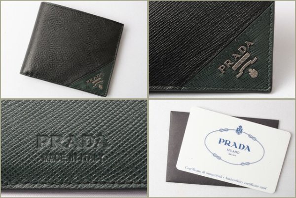 p 17 107 5 Prada Folding Wallet BillfSaffiano Black Green