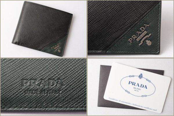 p 17 107 5 Prada Folding Wallet Saffiano Black Green