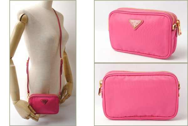 p 17 129 2 Prada Shoulder Bag Handbag Pouch Mini Bag Strap Tessuto Fuxia