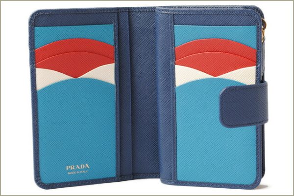 p 17 156 2 Prada Folding Wallet Saffiano Multi Blue