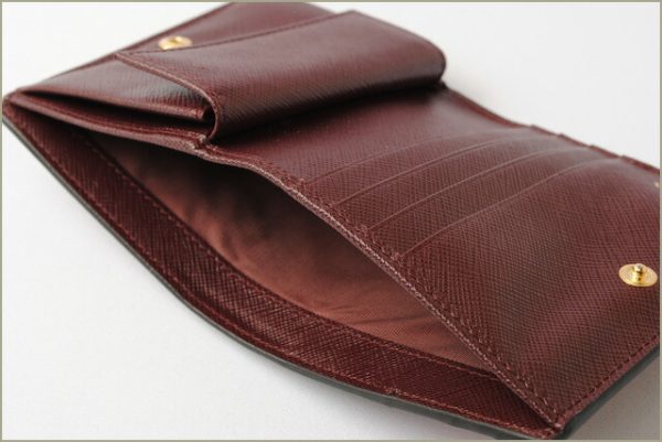 p 17 162 5 Prada Folding Wallet Saffiano Greche Bordeaux