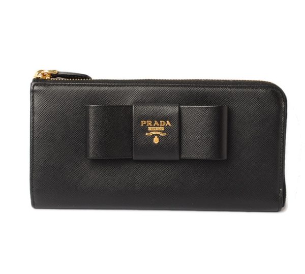 p 18 002 1 Prada Long Wallet Saffiano Fiocco Nero