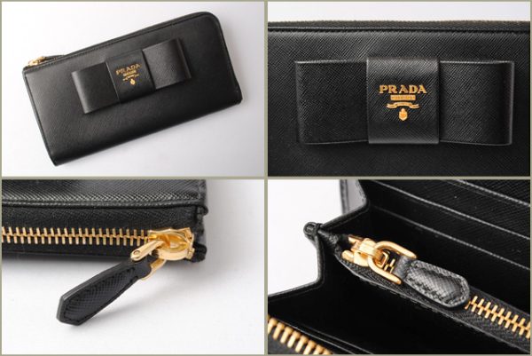 p 18 002 3 Prada Long Wallet Saffiano Fiocco Nero