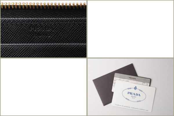 p 18 002 6 Prada Long Wallet Saffiano Fiocco Nero