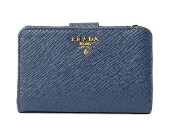 p 18 003 1 Prada Folding Wallet Saffiano Metal Bluette