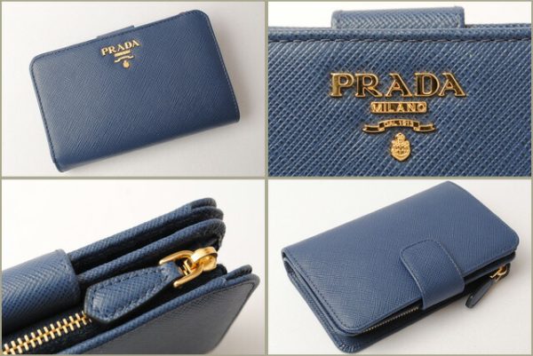 p 18 003 2 Prada Folding Wallet Saffiano Metal Bluette