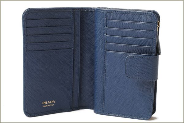 p 18 003 4 Prada Folding Wallet Saffiano Metal Bluette