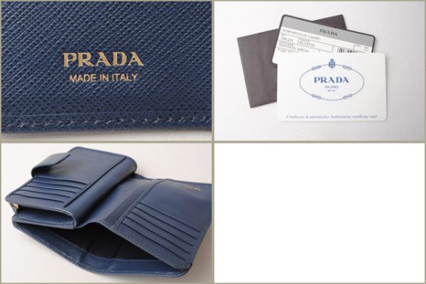 p 18 003 5 Prada Folding Wallet Saffiano Metal Bluette