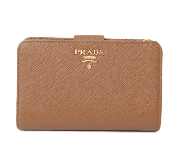 p 18 028 1 Prada Folding Wallet Saffiano Metal Caramel